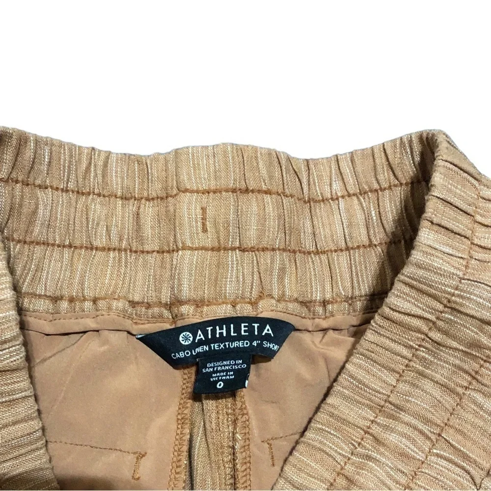Athleta cabo Linen textured 4” shorts womens